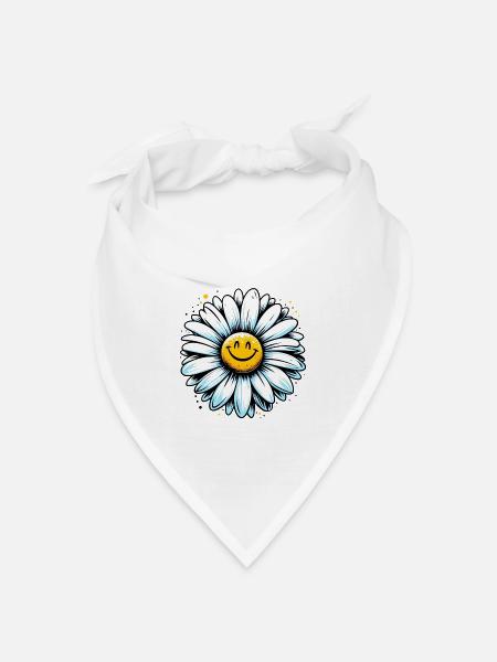 Gänseblümchen - Bandana Dreieckstuch - Weiß