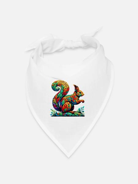Eichhörnchen - Bandana Dreieckstuch - Weiß