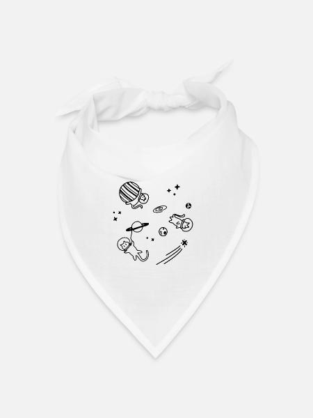 Cats Universe | Katzen Universum | Skizze Line Art - Bandana Dreieckstuch - Weiß