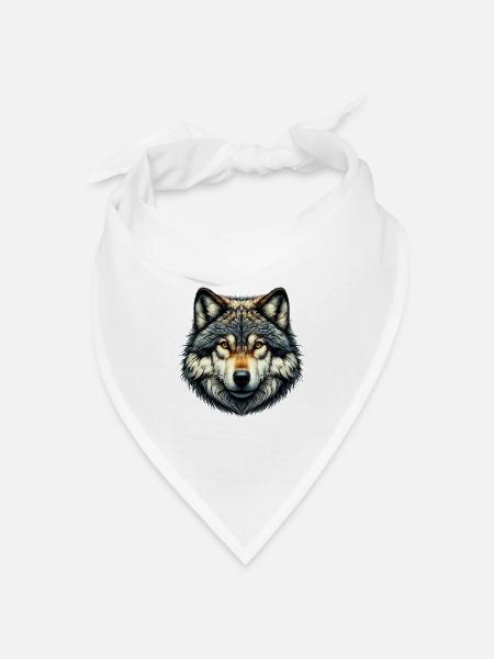 Wolf - Bandana Dreieckstuch - Weiß