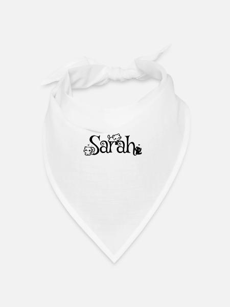 Sarah Name Vorname Kätzchenname - Bandana Dreieckstuch - Weiß