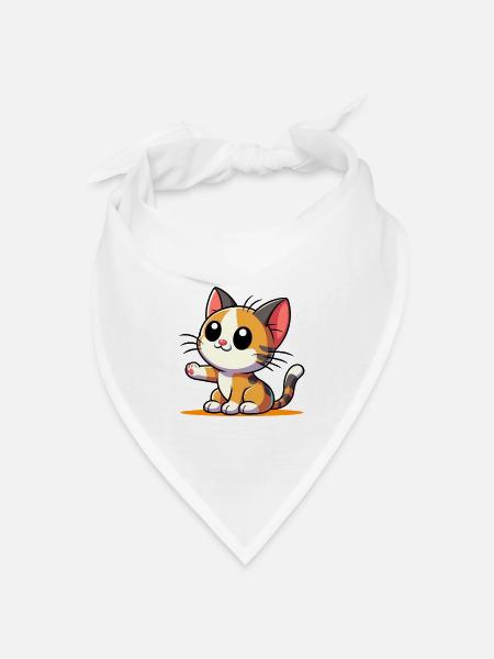 Katze - Bandana Dreieckstuch - Weiß