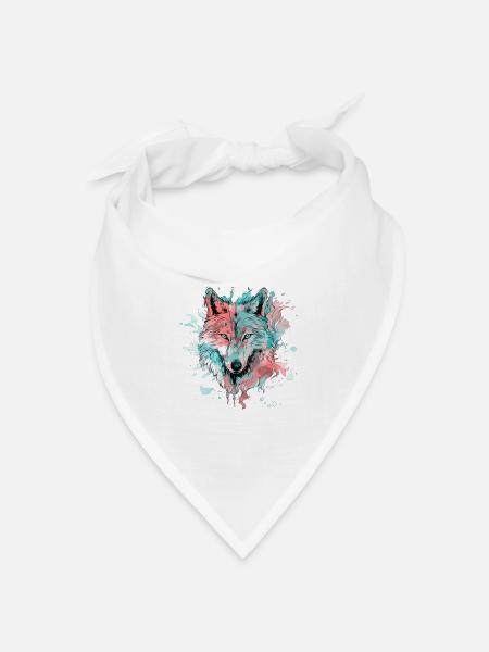 Wolf Wolfskopf Raubtier Wald Natur Wildnis Kunst - Bandana Dreieckstuch - Weiß