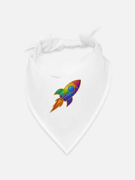 Regenbogen Rakete Glitzer Design - Bandana Dreieckstuch - Weiß