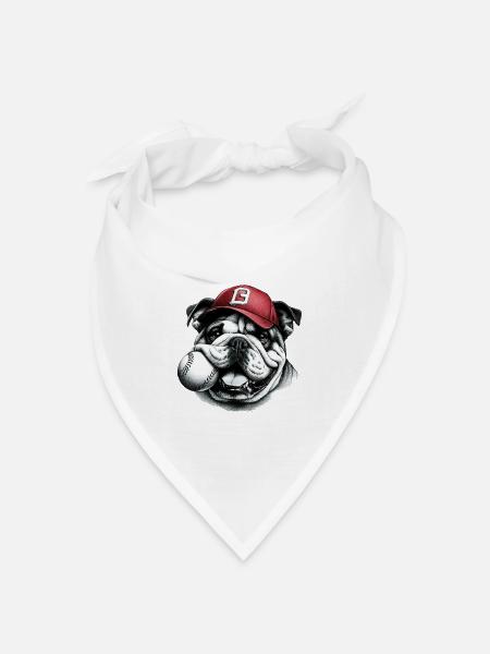 Englische Bulldogge Baseballhund - Bandana Dreieckstuch - Weiß