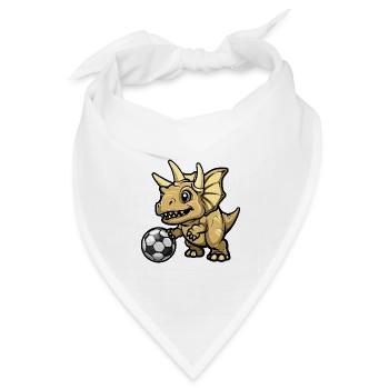 Dinosaurier Fußball Comic - Bandana Dreieckstuch - Weiß - Vorne