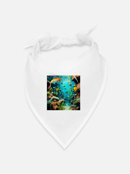 Unterwasser-korallenreiches Abenteuer - Bandana Dreieckstuch - Weiß