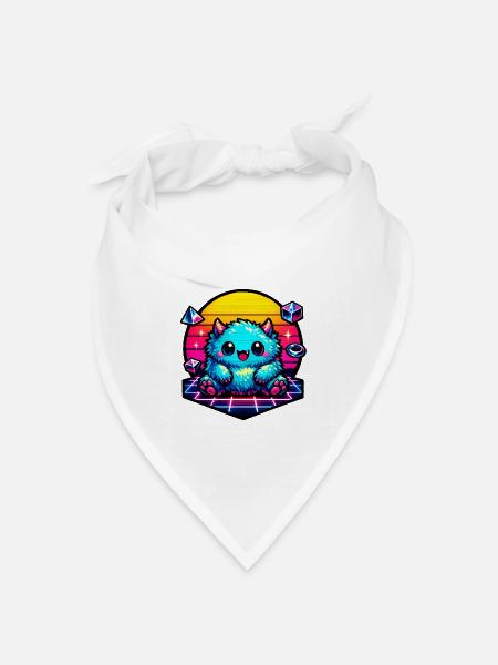 Neon-Puschelmonster - Bandana Dreieckstuch - Weiß
