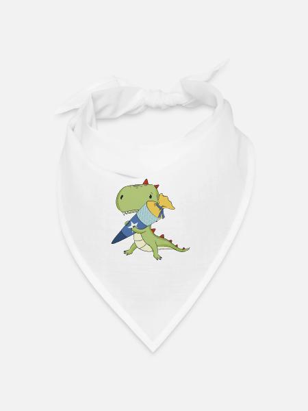Dino mit Schultüte - Bandana Dreieckstuch - Weiß