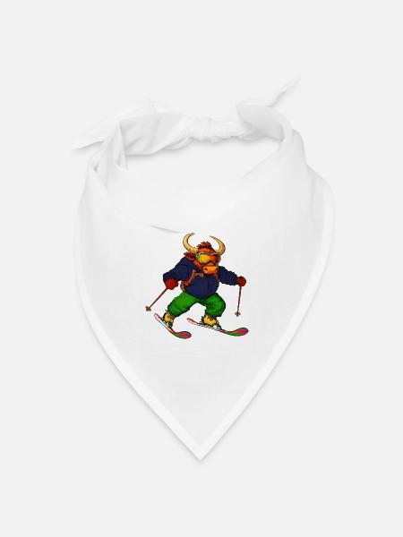 Stiere Skifahrer / Ski Stier - Bandana Dreieckstuch - Weiß