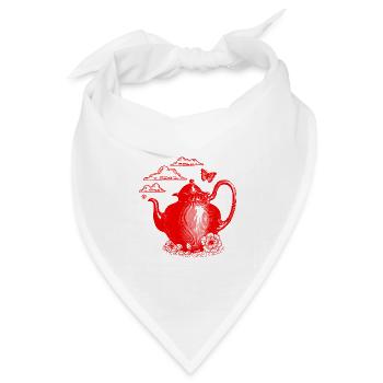 Rote Teekanne Vintage - Bandana Dreieckstuch - Weiß - Vorne
