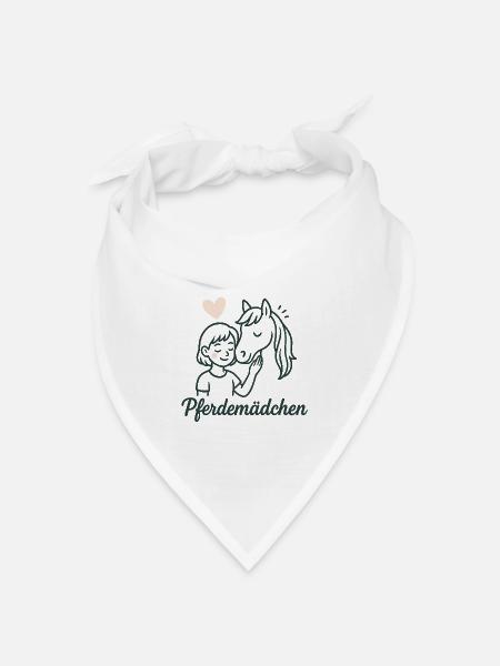 Pferdemädchen und Pferdefreund Linienkunst - Bandana Dreieckstuch - Weiß