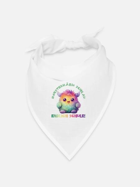 Kuschel Monster Schulkind 2026 Endlich Schule - Bandana Dreieckstuch - Weiß