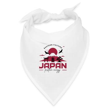Japan Kultur: Fuji & Positive Energie - Bandana Dreieckstuch - Weiß - Vorne