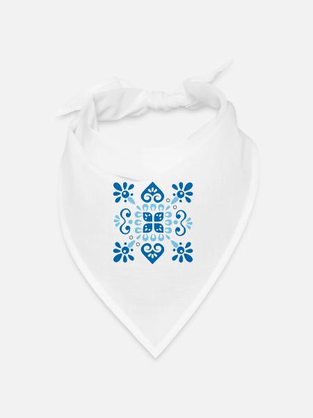 Azulejo Portugal - Bandana Dreieckstuch - Weiß