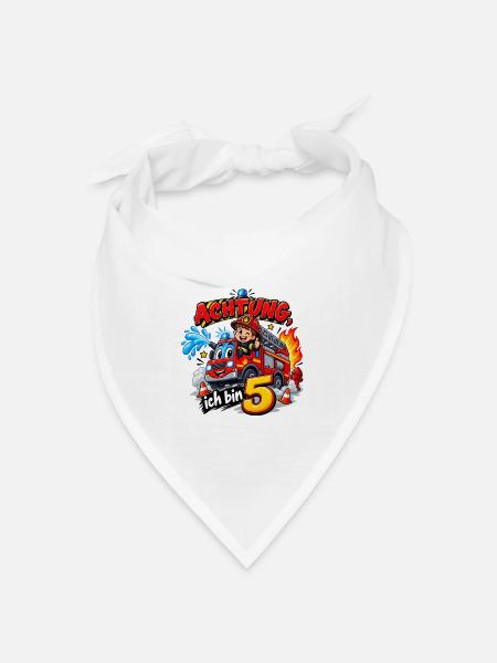 5. Geburtstag Feuerwehr - Bandana Dreieckstuch - Weiß