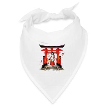 Miko Shrine Maiden – Japanische Priesterin - Bandana Dreieckstuch - Weiß - Vorne