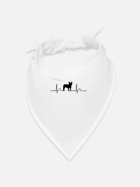 FRANZÖSISCHE BULLDOGGE heartbeat Herzschlag - Bandana Dreieckstuch - Weiß