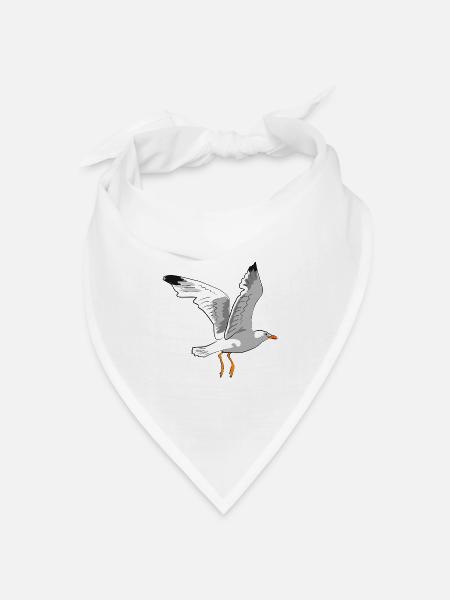 Stilvolle Möwe im Flug - Bandana Dreieckstuch - Weiß