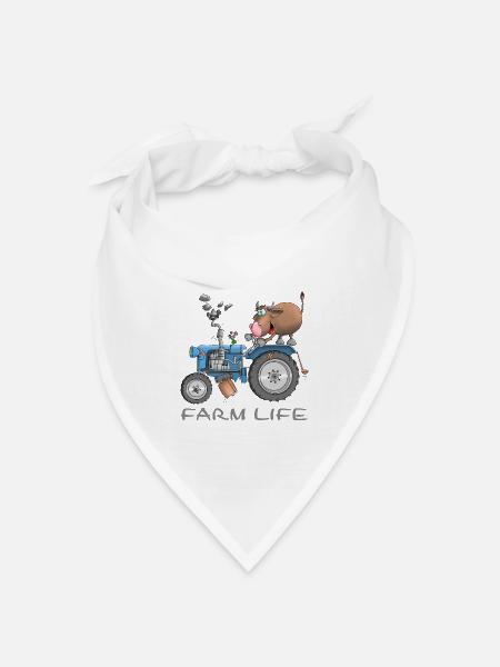 Witziger Bauernhof - farm life - Bandana Dreieckstuch - Weiß