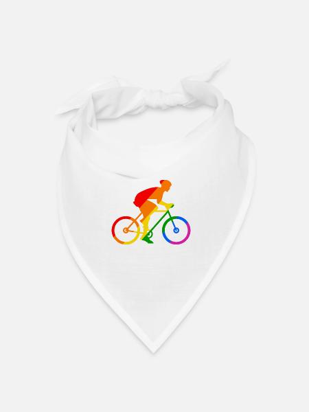 Regenbogen Fahrrad Sport - Bandana Dreieckstuch - Weiß