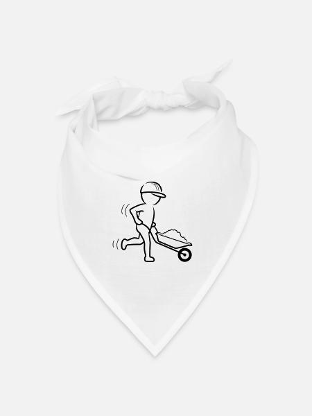 Bauarbeiter mit Schubkarre - Bandana Dreieckstuch - Weiß