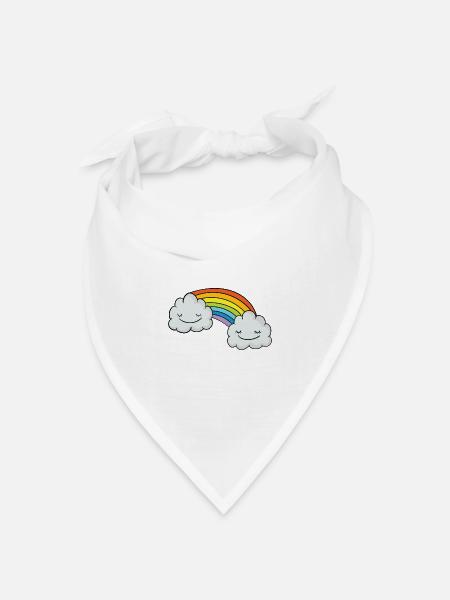 Regenbogen - Bandana Dreieckstuch - Weiß