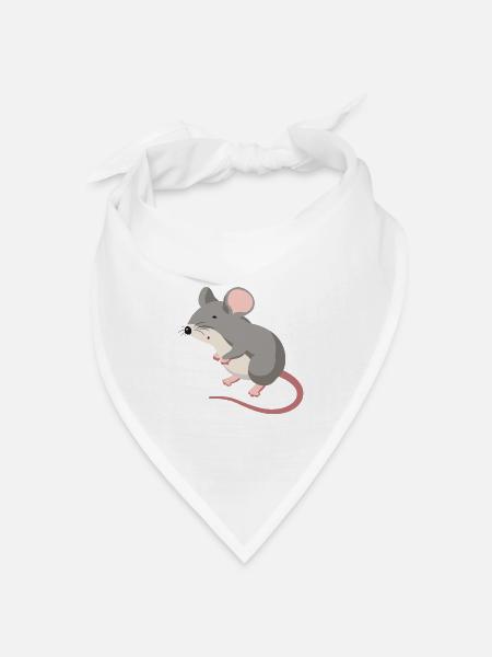 Maus Illustration – handgezeichnetes Tiermo - Bandana Dreieckstuch - Weiß