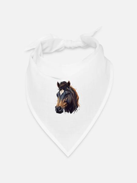 Hengstgesicht - Bandana Dreieckstuch - Weiß