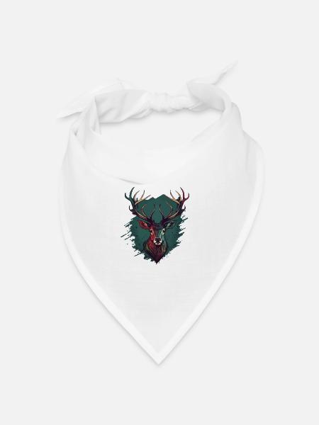 Hirschkopf - Bandana Dreieckstuch - Weiß