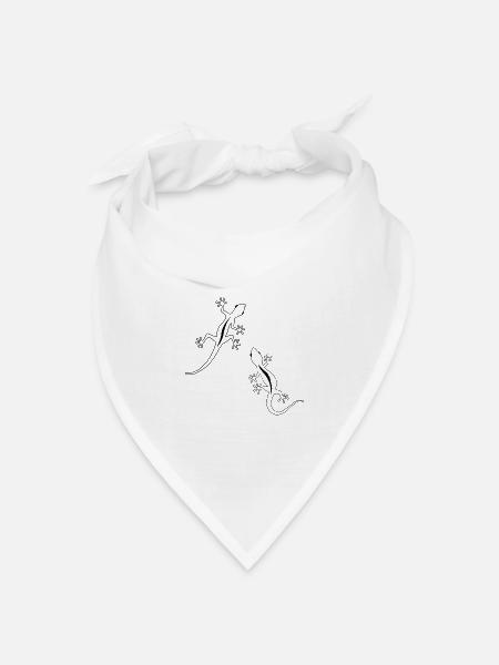 Zwei Eidechsen - Bandana Dreieckstuch - Weiß