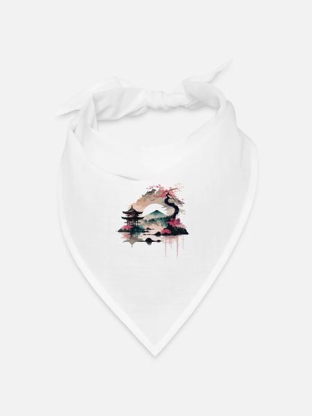 Japanischer Sonnenaufgang - Bandana Dreieckstuch - Weiß
