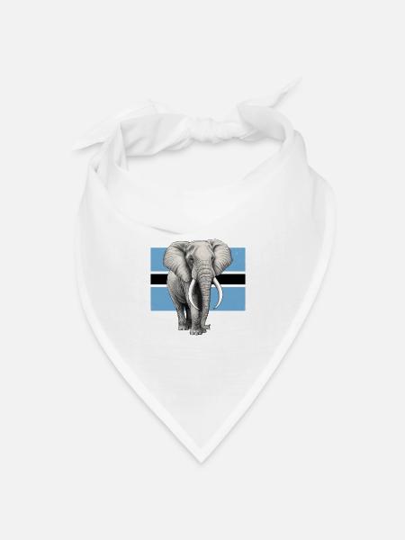 Elefant Flagge von Botswana - Bandana Dreieckstuch - Weiß