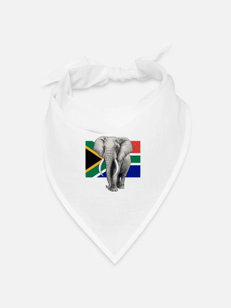 Elefant Flagge von Südafrika - Bandana Dreieckstuch - Weiß