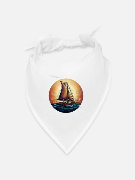 Segelschiff im Sonnenuntergang - Bandana Dreieckstuch - Weiß