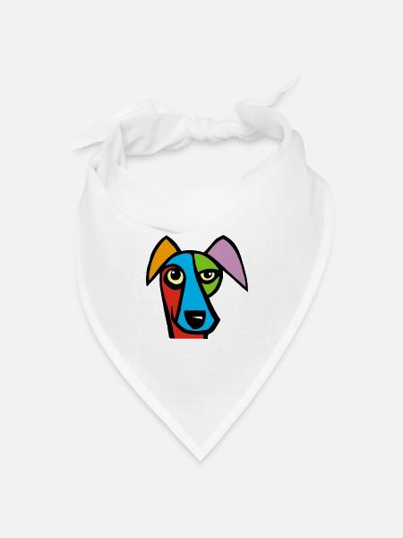 Lustiger Hund - Bandana Dreieckstuch - Weiß