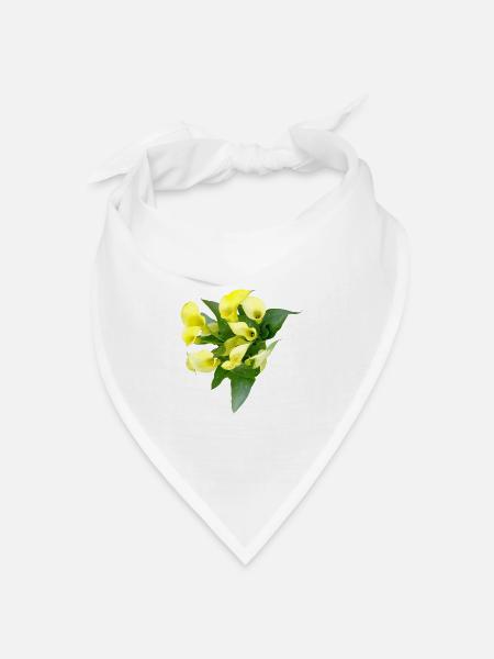 Zarte Gelbe Calla Blüten - Bandana Dreieckstuch - Weiß