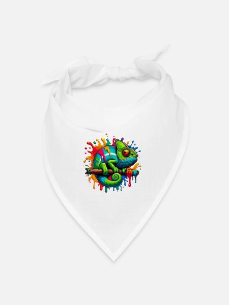 Chamäleon - Bandana Dreieckstuch - Weiß
