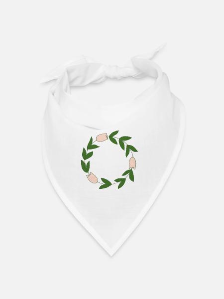 Eleganter Blumenkranz mit zarten Blüten - Bandana Dreieckstuch - Weiß