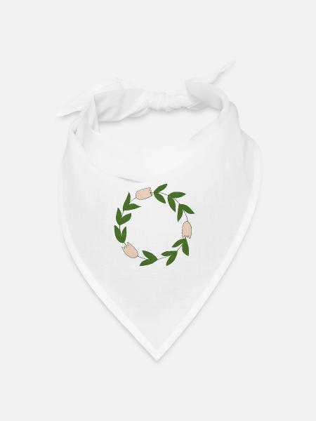 Elegante botanische Blumenkreismotiv - Bandana Dreieckstuch - Weiß