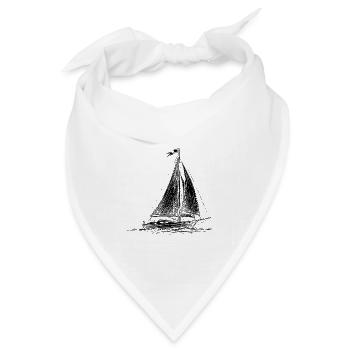Segelboot Skizze – Handgezeichnetes Segelschiff  - Bandana Dreieckstuch - Weiß - Vorne