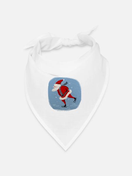 Weihnachtsmann auf Kufen - Bandana Dreieckstuch - Weiß
