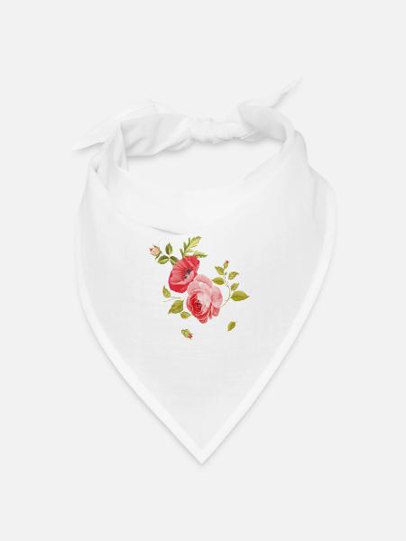Rosenbouquet - Bandana Dreieckstuch - Weiß