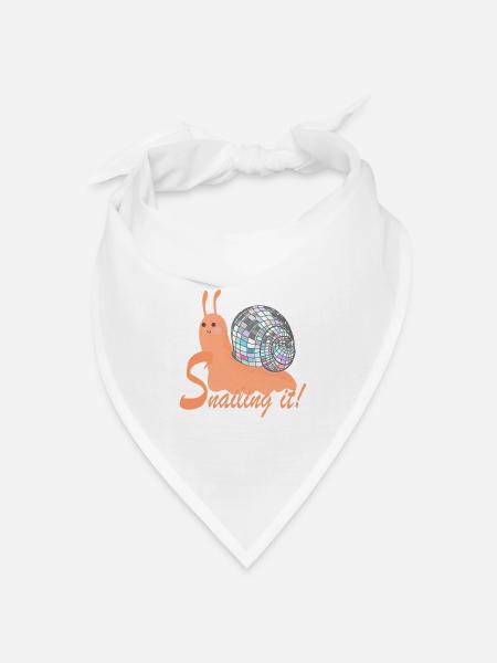 Snailing It! – Bunte Schnecke mit Disco-Kugel - Bandana Dreieckstuch - Weiß