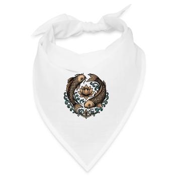 Koi und Lotus Kreis Harmonie Tattoo - Bandana Dreieckstuch - Weiß - Vorne