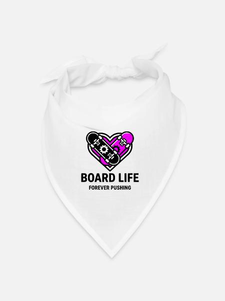 Board Life, Stylisches Skater Shirt, Hoodie, Bag - Bandana Dreieckstuch - Weiß