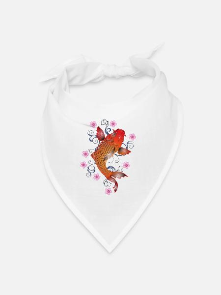 Japanische Pfirsiche (Koi) - Bandana Dreieckstuch - Weiß