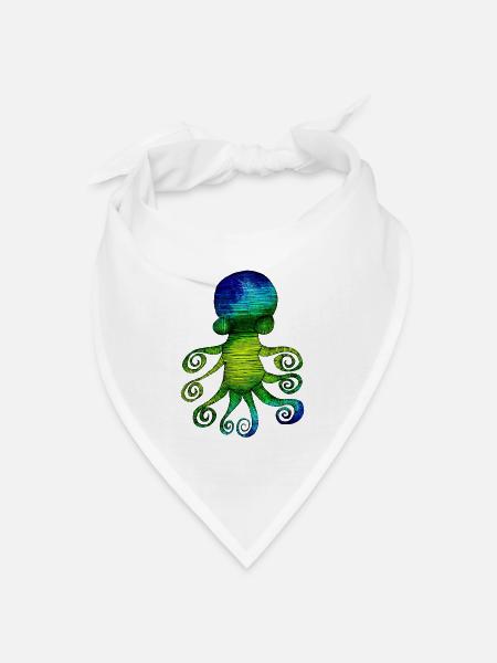 Tintenfisch - Bandana Dreieckstuch - Weiß