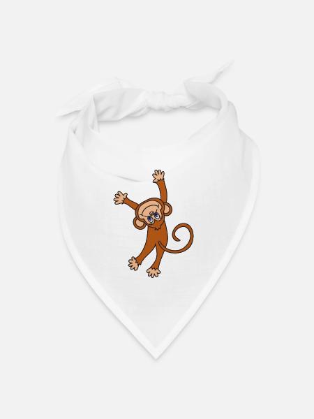 Affe Schimpanse - Bandana Dreieckstuch - Weiß
