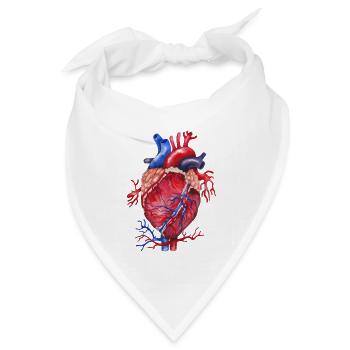 Herz Anatomie - Bandana Dreieckstuch - Weiß - Vorne